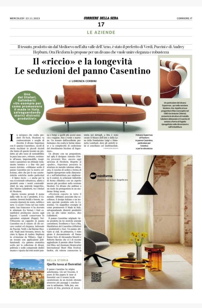 Italy_Corsera_article about Supermax and Casentino cloth