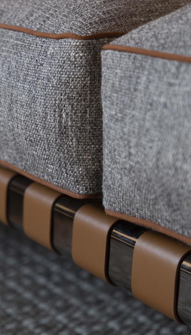 Base of the Cestone sofa with leather straps