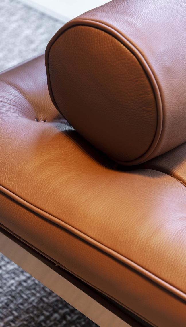 Detail of the Magi chaise longue in leather