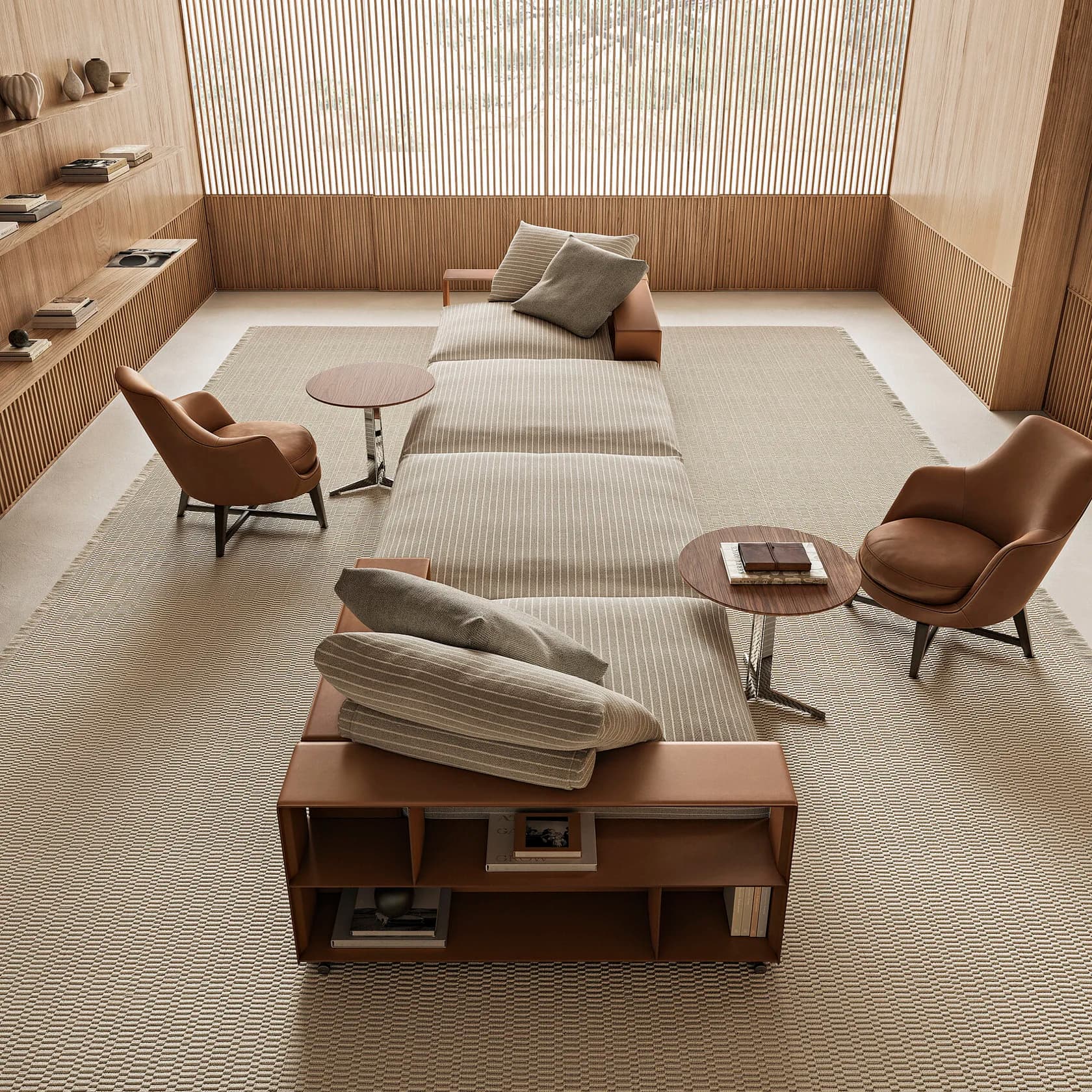 Flexform Groundpiece sectional sofa in a contemporary living room setting